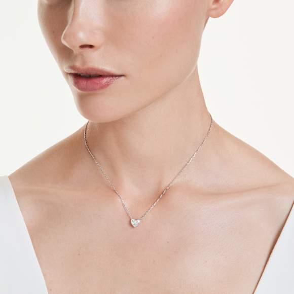 Eternity pendant, Lab-grown diamonds 0.5 ct tw, Heart shape, Sterling silver - Swarovski, 5738609