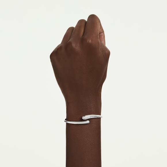 Swarovski Classica bangle, Intertwining, Round cut, White, Sterling silver - Swarovski, 5740346