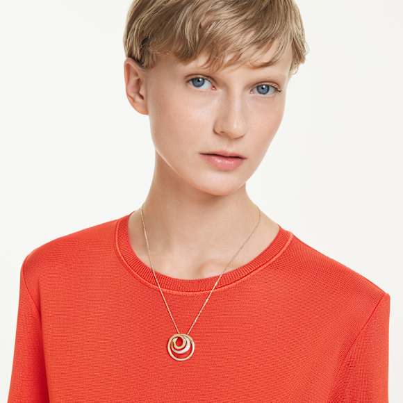 Collana Hyperbola, Taglio Round, Bianca, Placcato color oro - Swarovski, 5740410