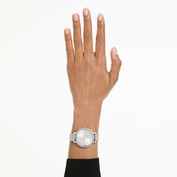 Clarica horloge, Swiss Made, Metalen armband, Zilverkleurig, Roestvrij staal - Swarovski, 5740971