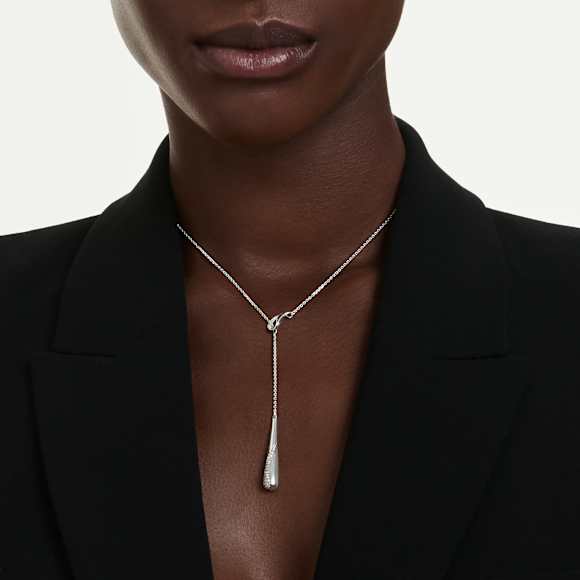 Swarovski Classica Y 字形鏈墜, 圓形切割, 白色, 925 銀 - Swarovski, 5741221