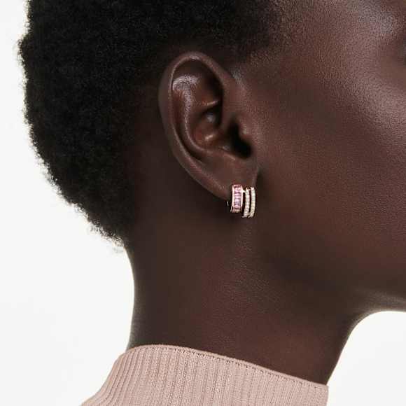 Connexus hoop earrings, Mixed cuts, Pink, Rose gold-tone plated - Swarovski, 5741333