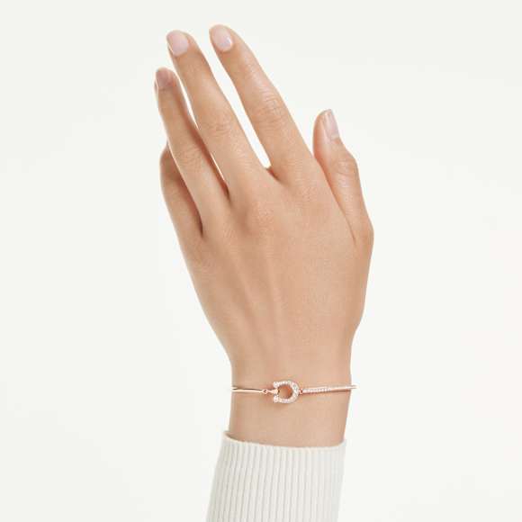 Brățară fixă Symbolica, Pavé, Potcoavă, Albă, Finisaj din aur roz de 18k - Swarovski, 5741461