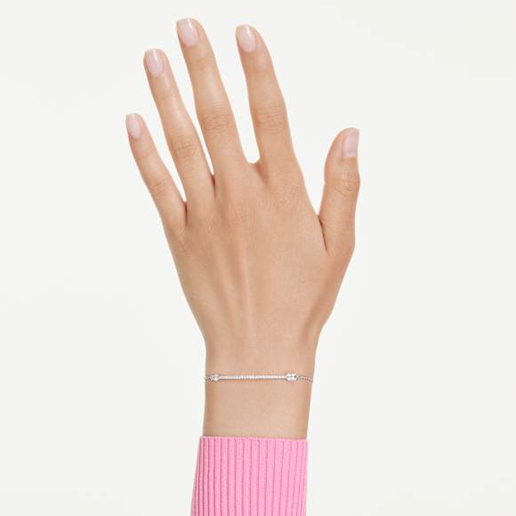 Idyllia bracelet, Mixed cuts, Arrow, White, Rhodium plated - Swarovski, 5741523