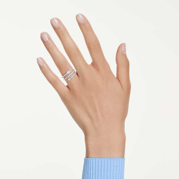 Anel com motivo Idyllia, Combinação de lapidações, Seta, Branco, Lacado a ródio - Swarovski, 5741527