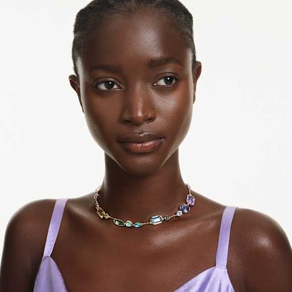 Gema necklace, Mixed cuts, Multicoloured, Gold-tone plated - Swarovski, 5741584