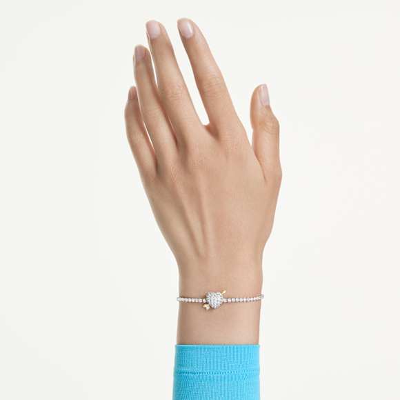 Idyllia armband, Verschillende slijpvormen, Hart met pijl, Wit, Rodium toplaag - Swarovski, 5742022