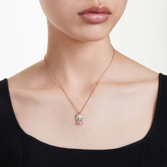 Idyllia 链坠, 混合切割, 泰迪熊, 白色, 玫瑰金色饰面 - Swarovski, 5742363
