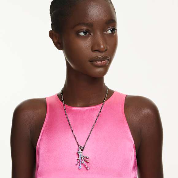 Matrix hanger en broche, Verschillende slijpvormen, Boeket, Meerkleurig, Ruthenium toplaag - Swarovski, 5742674