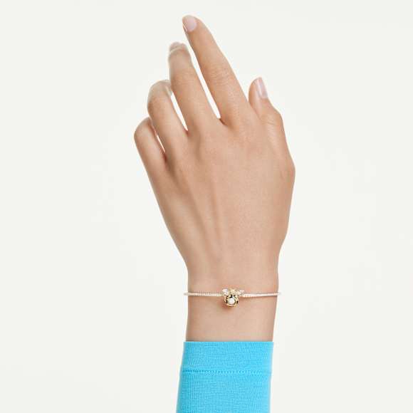 Idyllia bangle, Mixed cuts, Bee, Multicoloured, 18K gold finish - Swarovski, 5742679