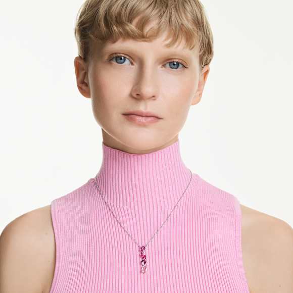 Gema hanger, Verschillende slijpvormen, Roze, Rodium toplaag - Swarovski, 5742882