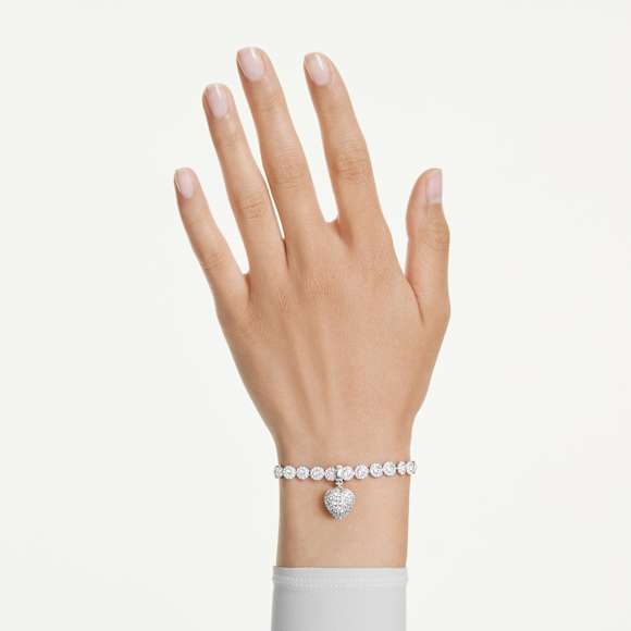 Idyllia Charm, Verschiedene Schliffe, Perlfarbene Beschichtung, Herz, Weiß, Rhodiniert - Swarovski, 5742960