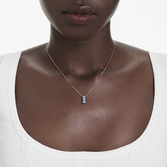 Stilla Attract Anhänger, Rundschliff, Blau, Rhodiniert - Swarovski, 5743022