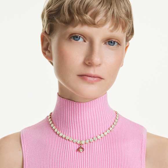 Obesek Idyllia, Mešani rezi, Pikapolonica, Rdeč, PVD zlatega odtenka - Swarovski, 5743138