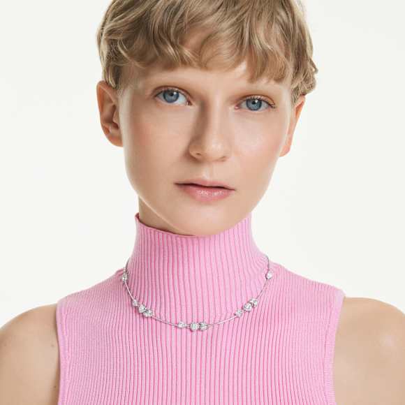 Idyllia 네크리스, 하트 위드 애로우, 화이트, 로듐 플래팅 - Swarovski, 5743411