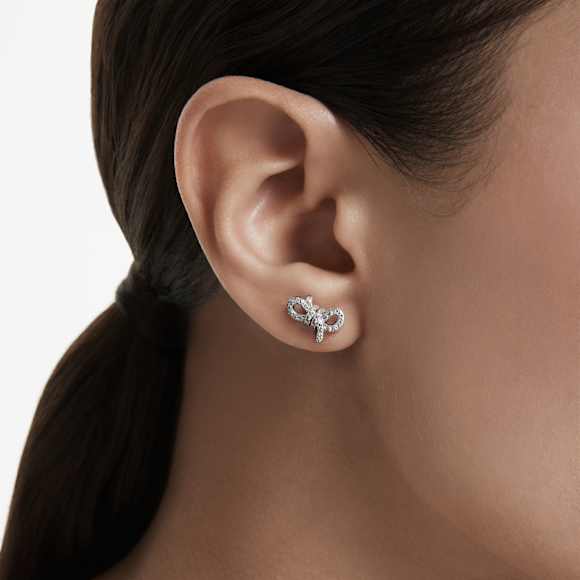 Lifelong スタッドピアス, パヴェ, リボン, ホワイト, ロジウム・プレーティング - Swarovski, 5743575