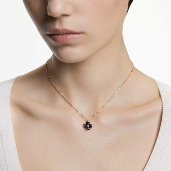 Pandantiv Latisha, Pavé, Trifoi, Multicolor, Finisaj din aur roz de 18k - Swarovski, 5743576