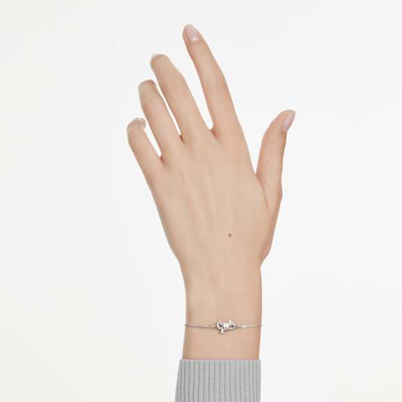 Pulseira Lifelong, Pavé, Laço, Branca, Lacado a ródio - Swarovski, 5743578