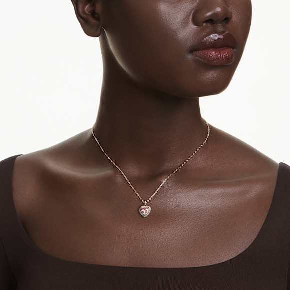 Pendentif One, Taille cœur, Pavé, Cœur, Rose, Finition mix de métal - Swarovski, 5743580