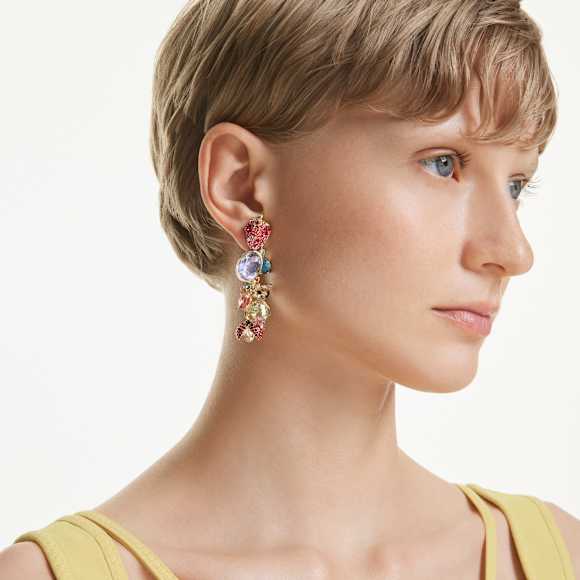 Idyllia クリップイヤリング, ミックスカット, マルチカラー, ゴールドトーン・プレーティング - Swarovski, 5743818