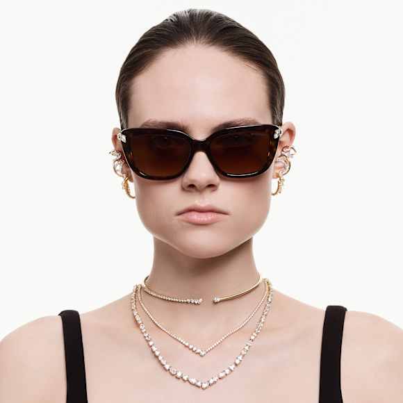 Mesmera necklace, Mixed cuts, White, Gold-tone plated - Swarovski, 5743826