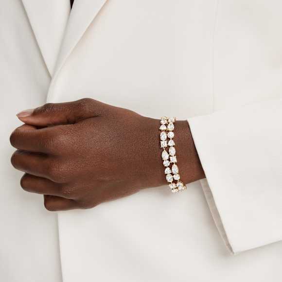 Mesmera 手链, 混合切割, 白色, 镀金色调 - Swarovski, 5743827
