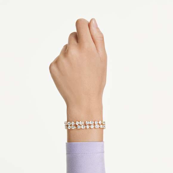 Mesmera 手链, 混合切割, 白色, 镀金色调 - Swarovski, 5743827