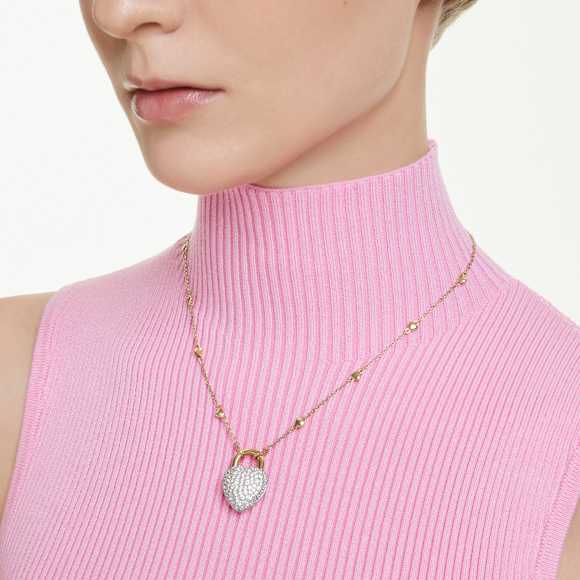 Idyllia Anhänger, Verschiedene Schliffe, Herz, Weiß, Goldlegierungsschicht - Swarovski, 5744127