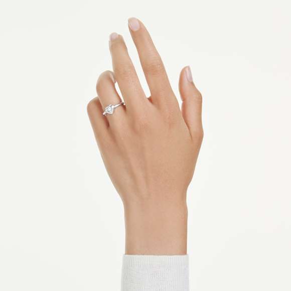 Eternity solitaire ring, Lab-grown diamonds 0.5 ct tw, Heart shape, Sterling silver - Swarovski, 5744546