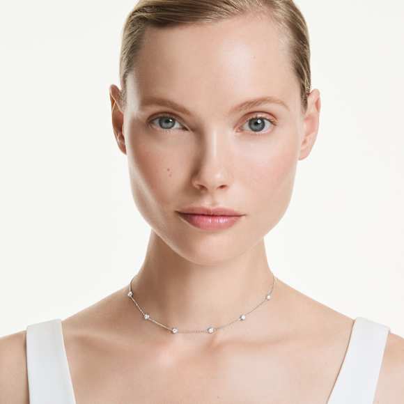 Collar Octagon, Diamantes creados en laboratorio (peso total de 0,7 quilate), Forma redonda, Plata de ley - Swarovski, 5744556