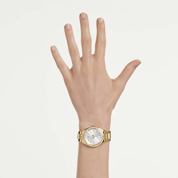 Matrix date Klocka, Tillverkad i Schweiz, Metallarmband, Guldfärgad, Guldfärgad finish - Swarovski, 5745534