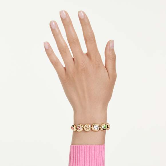 Gema Bileklik, Karışık kesimler, Çok renkli, Altın rengi kaplama - Swarovski, 5746904