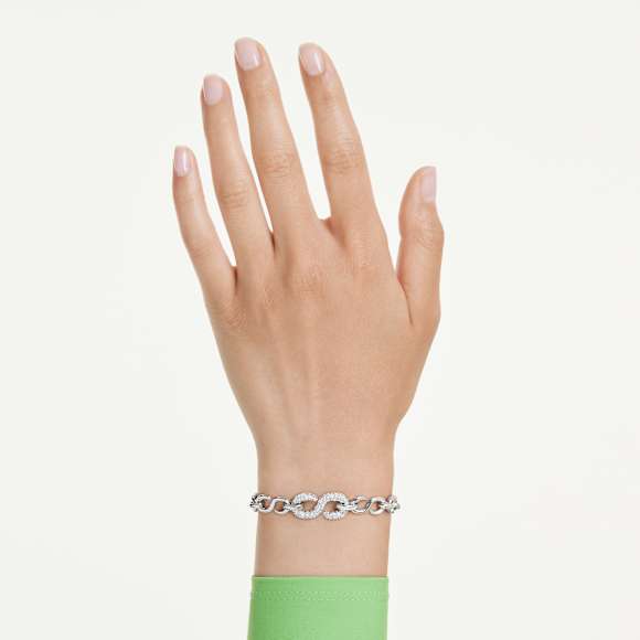 Dextera bracelet, Round cut, White, Rhodium plated - Swarovski, 5747642