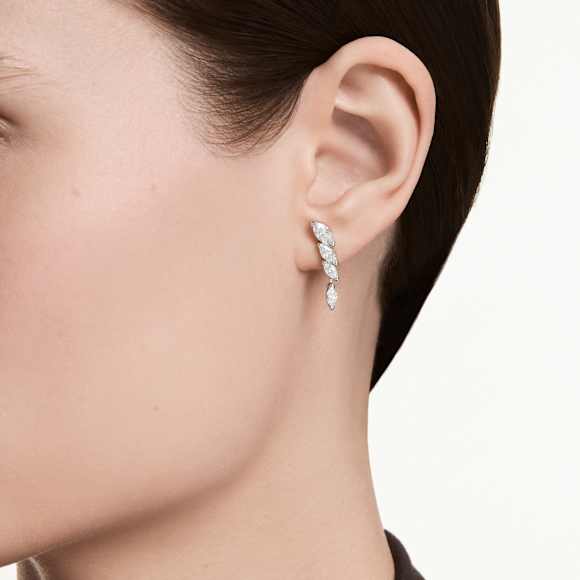 Brincos Mesmera, Lapidação Marquesa, Brancos, Lacado a ródio - Swarovski, 5748007