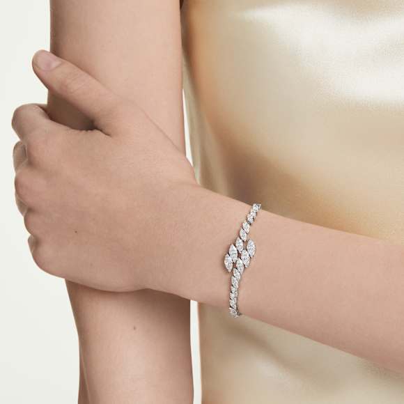 Bransoletka Mesmera, Szlif markiza, Biała, Powłoka z rodu - Swarovski, 5748014