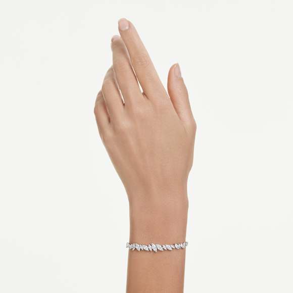 Mesmera 手鏈, 欖尖形切割, 白色, 鍍白金色 - Swarovski, 5748650
