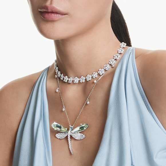 Ariana Grande x Swarovski 项链, 圆形切割, 花朵, 白色, 镀铑 - Swarovski, 5749179