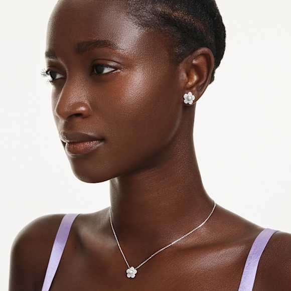 Ariana Grande x Swarovski szett, Kristálygyöngy, Körmetszéses, Virág, Fehér, Ródium bevonattal - Swarovski, 5749180