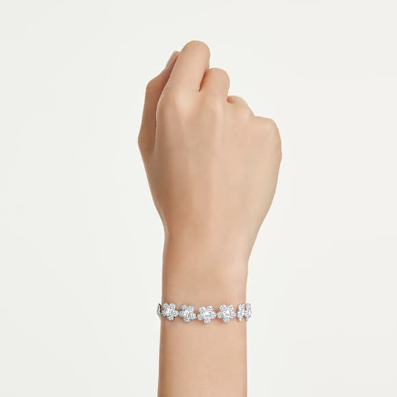 Ariana Grande x Swarovski armband, Ronde slijpvorm, Bloem, Wit, Rodium toplaag - Swarovski, 5749182