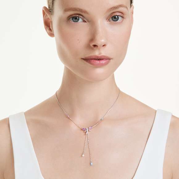 Ariana Grande x Swarovski y-ketting, Verschillende slijpvormen, Libelle, Meerkleurig, Rodium toplaag - Swarovski, 5749183
