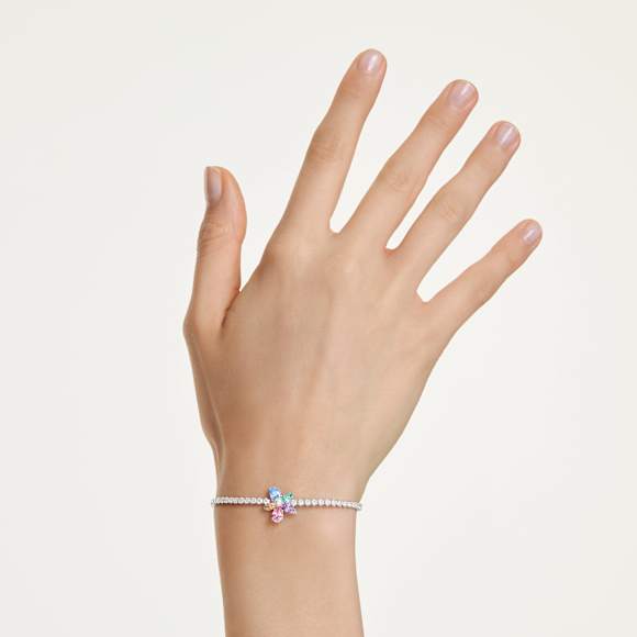 Ariana Grande x Swarovski bracelet, Mixed cuts, Flower, Multicoloured, Rhodium plated - Swarovski, 5749187