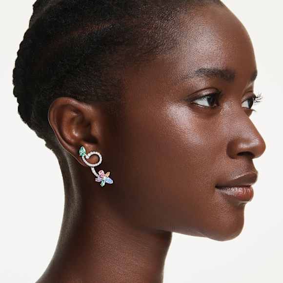 Brincos compridos com elemento posterior amovível Ariana Grande x Swarovski, Combinação de lapidações, Libélula, flor, Multicor, Lacado a ródio - Swarovski, 5749190