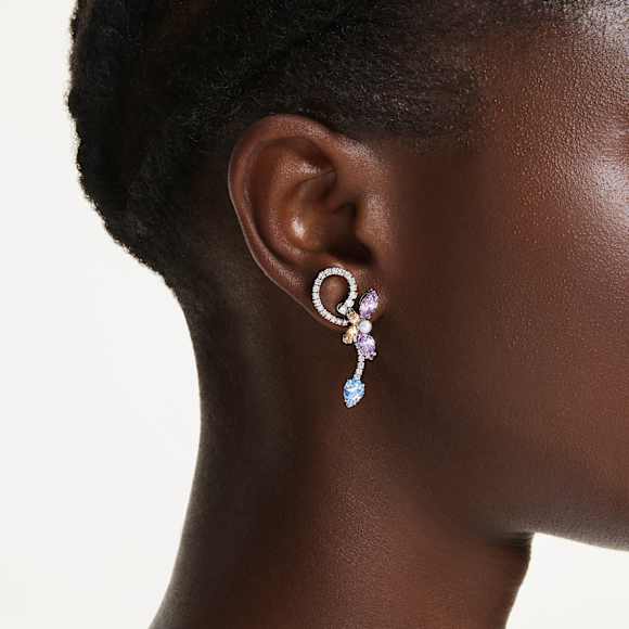 Długie kolczyki z nakładką Ariana Grande x Swarovski, Szlify różnorodne, Ważka, kwiat, Różnokolorowe, Powłoka z rodu - Swarovski, 5749190