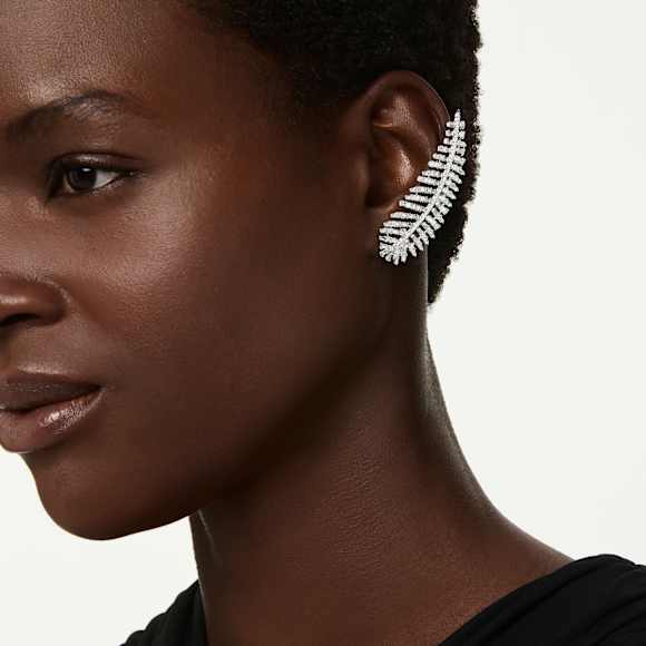 Vienna 이어링, 믹스 컷, 깃털, 화이트, 로듐 플래팅 - Swarovski, 5749211