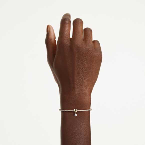 Lifelong กำไล, เจียระไนทรงกลม, หัวใจ, ขาว, เคลือบโทนสีทอง - Swarovski, 5749269