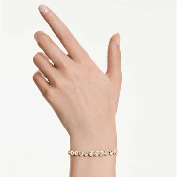 Náramek Una Angelic, Kulatý výbrus, Bílá, Povrchová úprava z 18k zlata - Swarovski, 5749386