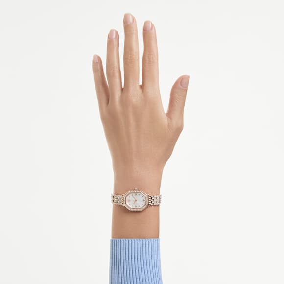 Dextera octagon horloge, Swiss Made, Metalen armband, Roségoudkleurig, Roségoudkleurige afwerking - Swarovski, 5749449