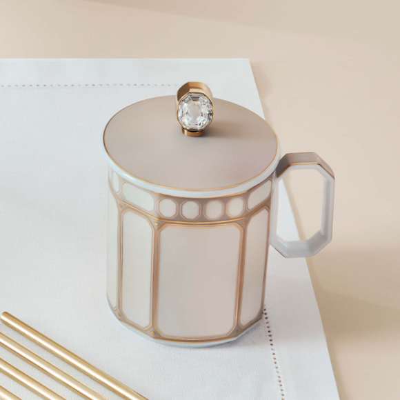 Taza con tapa Signum, Porcelana, Beige - Swarovski, 5750245