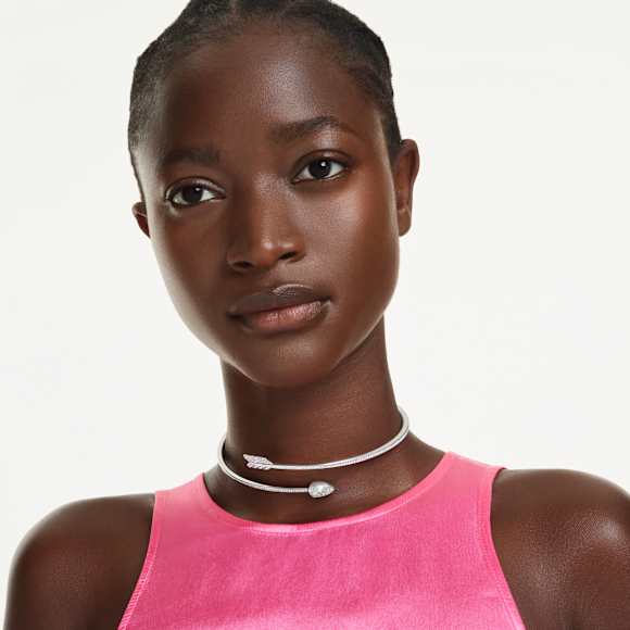 Idyllia Choker, Blandade slipningar, Pil, Vit, Rodiumpläterad - Swarovski, 5751431