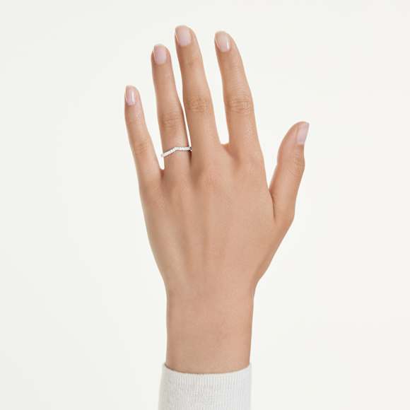 V-prstan obroček Eternity, Laboratorijsko gojeni diamanti 0,25 ct tw, Okrogla oblika, 18-karatno belo zlato - Swarovski, 5751456